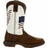 Durango Lady Rebel by Women's Distressed Flag Embroidery Western Boot, BAY BROWN/WHITE, M, Size 7.5 DRD0394